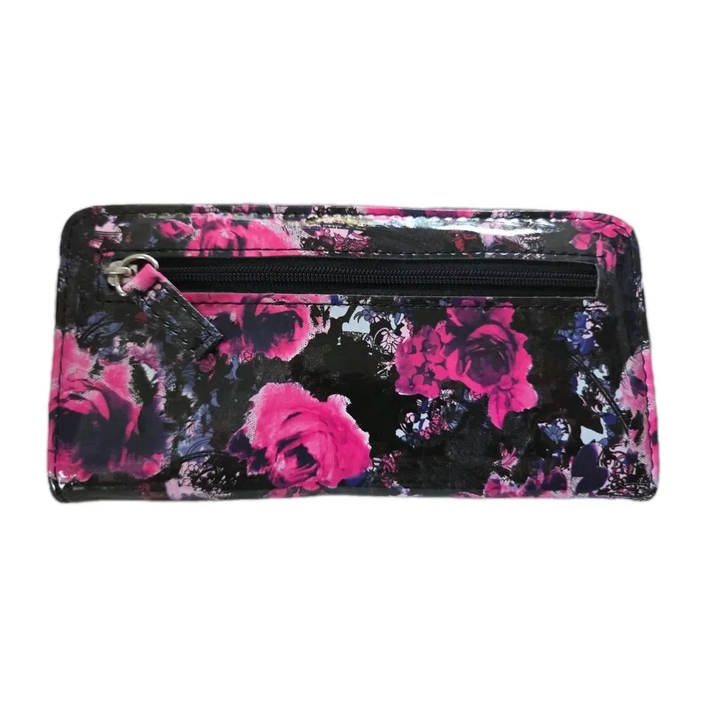 Tahari Glossy Floral Print Vegan Leather Snap Bifold Wallet NEW RARE HTF Pattern